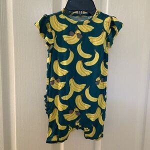 Posh Peanut Ruffled Cap Sleeve Short Romper Bananas Girls Size 3-6 Months NWT
